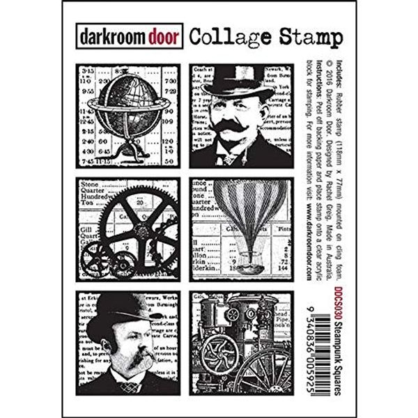 Darkroom Door Collage Cling Rubber Stamp - DDCS030 Steampunk Squares