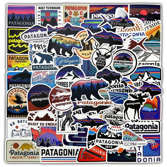 Patagonia Stickers, Set of 50, Popular, Stylish, Waterproof, Outdoor Stickers, Cute, DIY Material, Guitar, Car, Bicycle, Water Bottle, Skating, Portable Notebook, Suitcase, Children, Students, Gift, Birthday, Gift, Camping Sticker