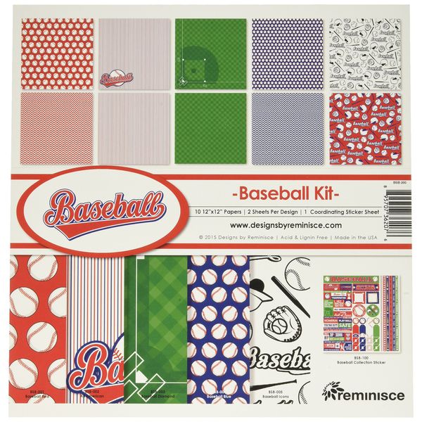 Reminisce Baseball Collection Kit, Multicolor, 12" by 12", (BSB-200)