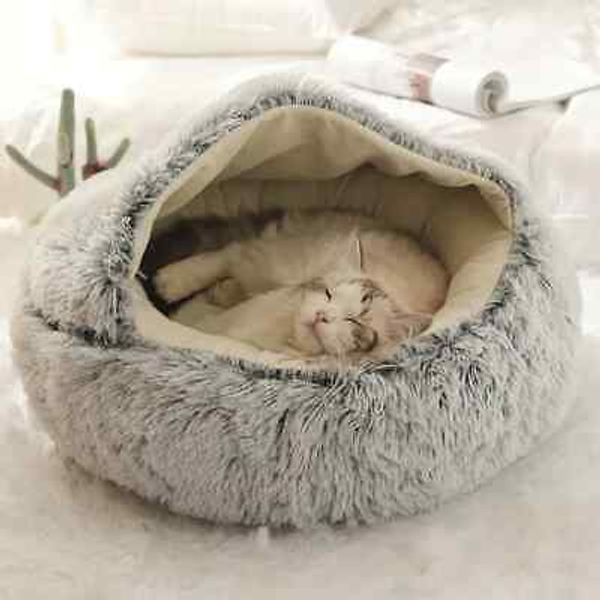 Plush Donut Cat Bed: Pamper Your Feline Friend with a Cozy Pet Tent and Sleeping