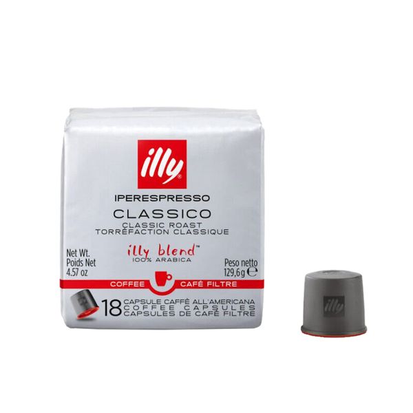 illy Coffee iperEspresso Capsules - Single-Serve Coffee Capsules & Pods - Single Origin Coffee Pods – Classico Medium Roast with Notes of Caramel - For iperEspresso Capsule Machines – 18 Count