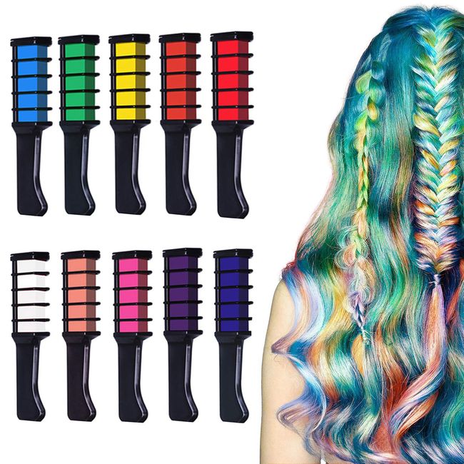 10 Color Washable Hair Chalk Temporary Hair Color Chalk Comb Set for Girls Kids