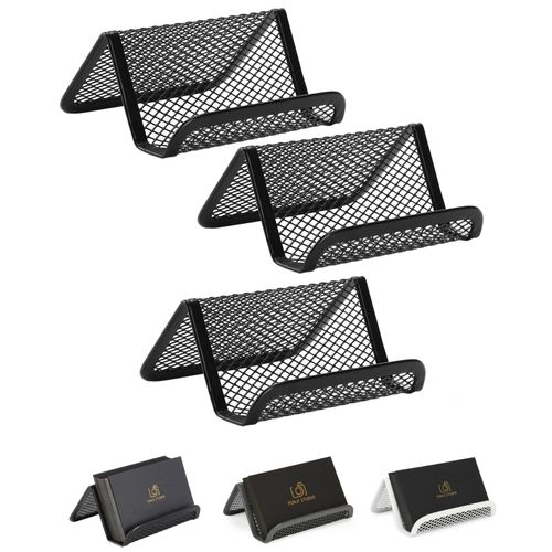 Mr. Pen- Metal Mesh , 3 Pack, Black, Card Holder for Desk Business Cards, Desk Card Holder, Business Card Stand, Business Card Display, Card Holder for Office