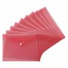 JMS we create smile (Pack of 10) A5 Translucent Red Colour Document Stud Wallets - Plastic Carry Popper Folder Wallets with Button