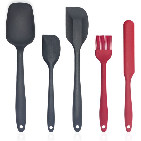 5 PCS Silicone Spatulas for Cooking | Heat-Resistant Ergonomic Spatulas for Baking | Mixing Spoons | Non-Stick Rubber Spatula | Silicone Kitchen Utensils Sets | Dishwasher Safe Bakeware Set…