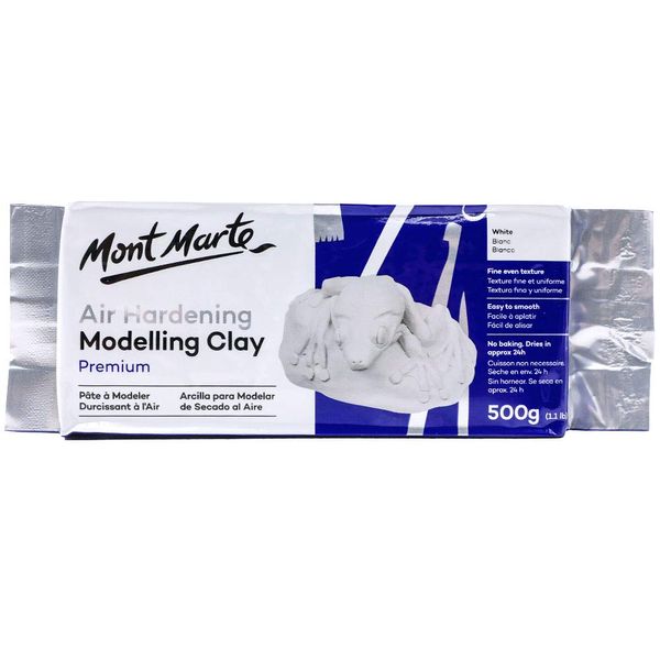 Mont Marte Modelling Clay White – 500g – Fine Even Texture – Easy to Smooth – Air Dry Clay for Pottery, Modelling and Handicrafts