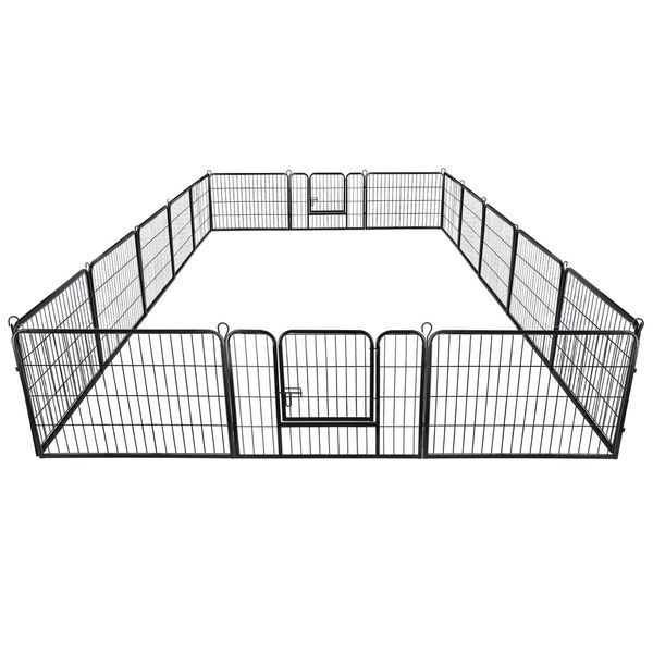 Dog 24" Playpen Crate 16 Panel Fence Pet Play Pen Exercise Puppy Kennel Cage