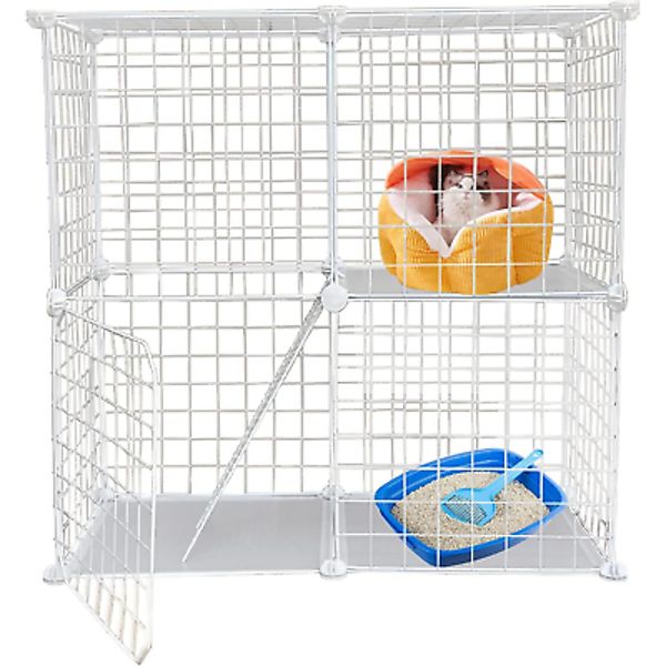 MUYG 2 Tier Metal Cat Cage Indoor Detachable Cats Cages DIY Pet Playpen...