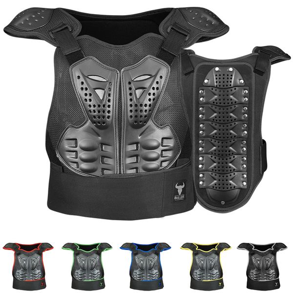 BULLDT Protektorenweste Damen & Herren für Motorrad Motocross ATV Skatebording Quad Scooter MTB Enduro Reiten Protektoren - Atmungaktiv Weste Verstellbar - Schwarz - 50
