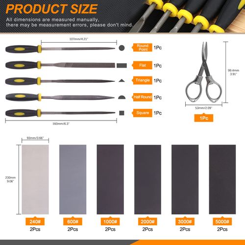 Rustark 26Pcs Resin Sanding and Polishing Casting Tools Assortment Kit Includes Sand Papers Metal Resin Files Polishing Blocks Scissors Brush Polishing Cloth for Polishing Epoxy Resin Jewelry Making