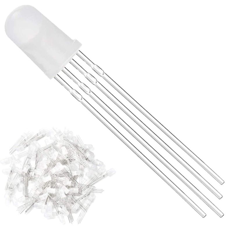 Youmile 100Pack 5mm LED Light Emitting Diode Common Cathode 4Pin RGB ...