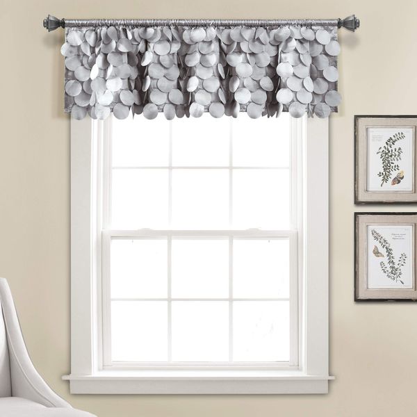 Lush Décor, Light Gray Lush Decor Gigi Valance Textured Window Kitchen Curtain (Single), 70" W x 14" L