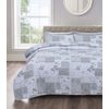 Velosso Shabby Chic Floral Quilted Bedspread Patchwork Comforter Set with Matching Pillowsham (Maya Grey, Single)