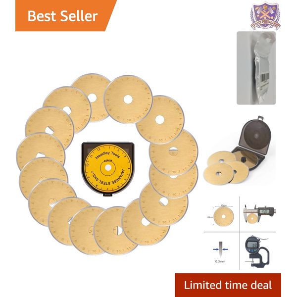45mm Titanium Coated Rotary Blades 15 Pack Sharp Replacement for Crafts Sewing