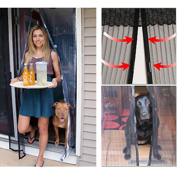 2 Magnetic Mesh Screen Door Walk Through Hanging Screen Door Bug Sliding Screen