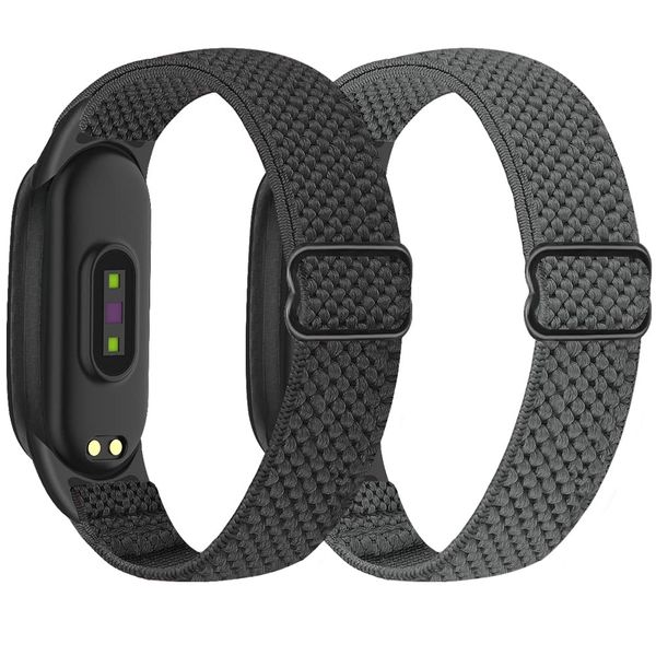 SHIJZWD Adjustable Elastic Watch Straps Compatible with Xiaomi Mi Band 7/Mi Band 6/Mi Band 5 Strap, Stretchy Nylon Sports Band Replacement Wristband for Xiaomi Mi Band 7/6/5 Men Women, 2 Pack