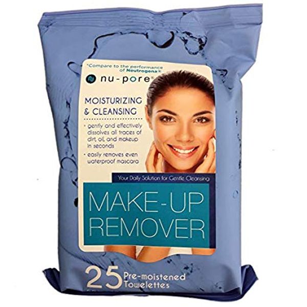 Makeup Remover Nu-pore Cleansing and Moisturizing Wet 25 Towelettes, (Lot of 1)