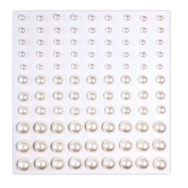 069 Rhinestone Sticker (Deco Sticker), Pearl Type, 0.2 - 0.3 inches (4 - 8 mm), White