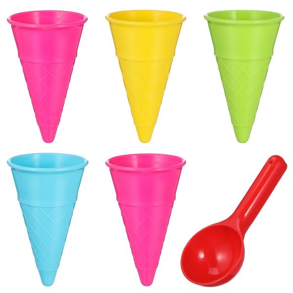 Toyvian 1 Set 6pcs Toys for Children Beach Toy Kids Beach Toys Sand Scoop and Cone Scoop Cones Children Ice Cream Cones Sand Childern Beach Toy Ice Cream Cup Toys Plastic Beach Toys, Random Color