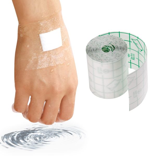 Waterproof Transparent Bandage Film Roll Adhesive Tape Medical Wound Tattoo Aftercare Waterproof Bandage Dressing Plaster Stretch Fixation Tape Anti-Allergic Self-Paste Swimming (1 roll)