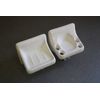 ACP Thin-Set Glossy White Ceramic Soap Dish & Toothbrush Holder Bathroom Set