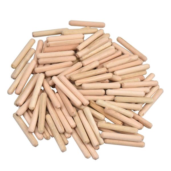 Wooden Dowel 100pcs Dowels Wood Fluted Dowel Pins Twill Hardwood Dowels Wood Plugs for DIY Craft Projects Carpenter Hobbyists 6mm x 40mm