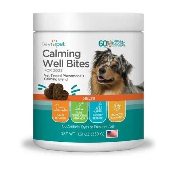 Tevrapet 60 Calming Well Bites Dogs Supplement Chicken Flavored 2024 NEW