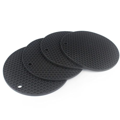 SAYOK Trivet, Set of 4, Pot Holder, Silicone Mat, Heat Resistant, Washable, Anti-Slip, Convenient Storage, Drying, Insulation Pad, Coaster, Honeycomb Design, Stylish, 7.1 x 7.1 x 0.3 inches (18 x 18 x
