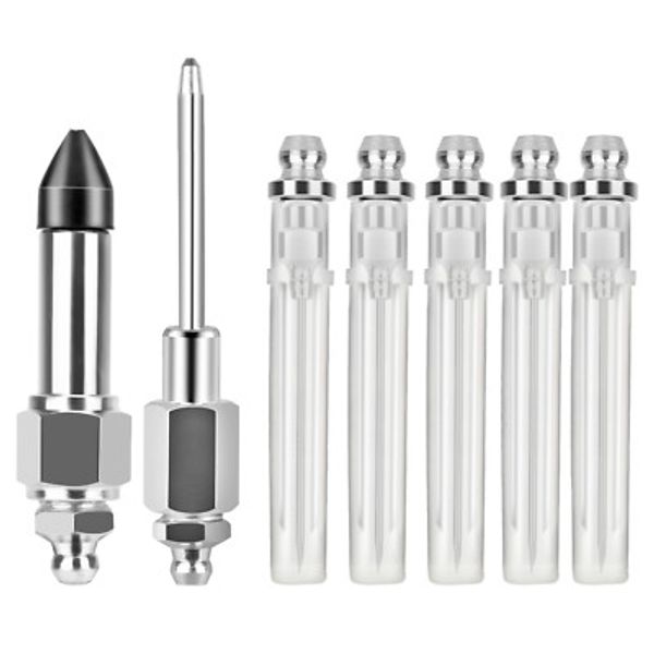 7pcs Grease Gun Accessory Set, Injector Needle Nozzle/Dispenser/Rubber Joint Tip