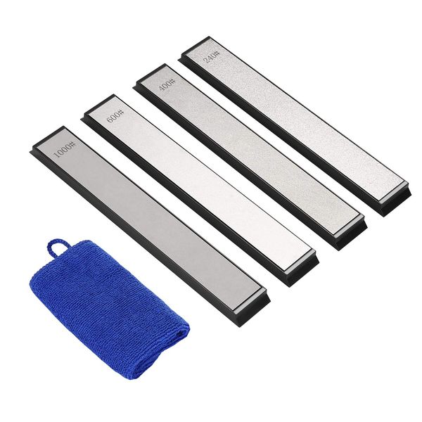 IMAGE Diamond Sharpening Stone Set for Kitchen Knives with 4 pcs Grinder 240/400/600/1000 Small Whetstones for Knife Sharpener