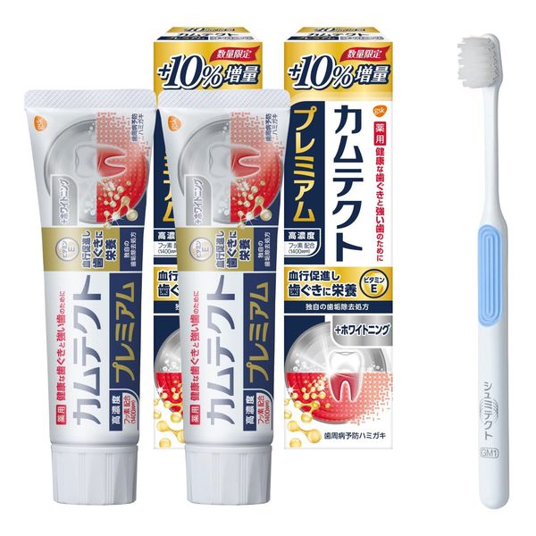 Kamtec Premium Whitening Toothpaste, Prevents Periodontal Disease (Gingivitis, Pyorrhea), 3.4 oz (95 g), 2 Pieces + Toothbrush Included