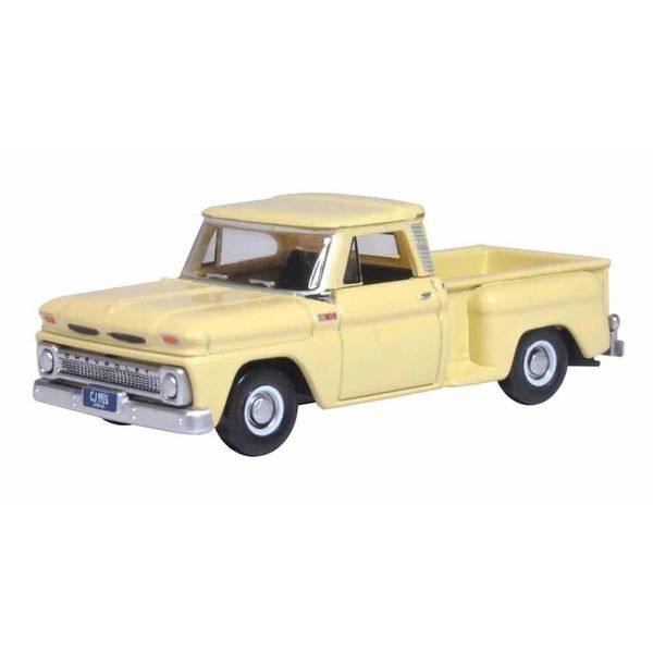 Oxford Diecast 1965 Chevy C10 Stepside Pickup Truck Yellow 1/87 (HO) Scale Diecast Model Car 87CP65007