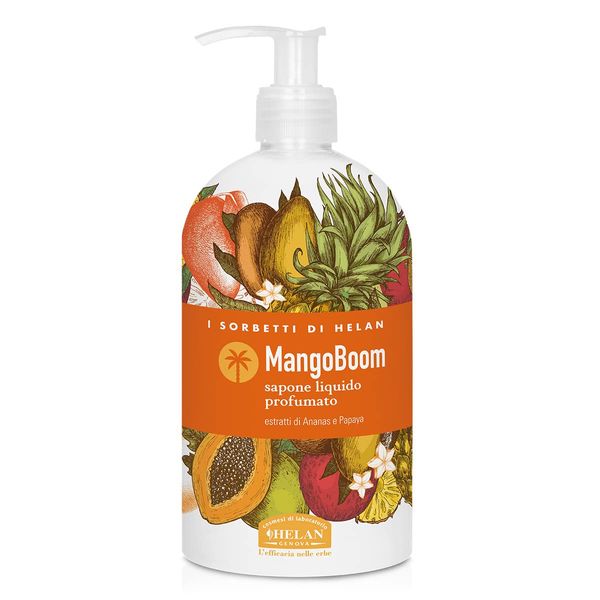 Helan, I Sorbetti MangoBoom - Light and Fragrant Liquid Hand Soap with Pineapple and Papaya, Enriched with Natural Ingredients for Frequent Washings, Refreshing and Gentle Liquid Cleanser 500 ml