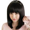 LESUN Wig, Bob, Full Wig, Semi-Long, Medium, Women's, Small Face, Cute, Popular, Bangs, Patty, Women's, Medical Use, Bob Style, Sweet, Lightweight, Heat-Resistant, 56°F (180°C), High Temperature, Hair Extension, Easy to Use, Net Included - natural black