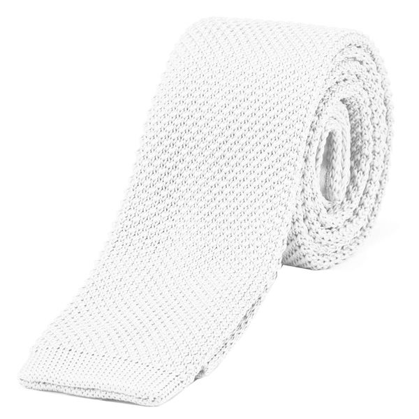DonDon Men's Knit Tie handmade White