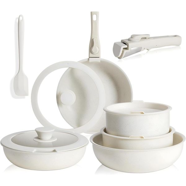 12Piece Pots and Pans Set Nonstick Induction Cookware Set Granite Coated Pot Set