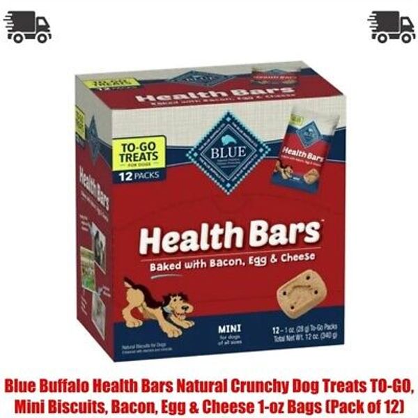 (Pack of 12) 1 oz Bag. Blue Buffalo Health Bars Natural Crunchy Dog Treats TO-GO