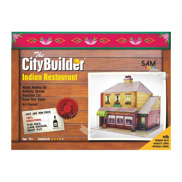 The CityBuilder Indian Restaurant Cardboard Model Making Kit - O Scale Model Railroad Building