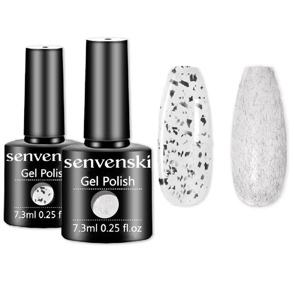 Senvenski Eggshell Gel Top Coat, Furs Gel Top Coat, UV LED Nail Art Kit Gift Manicure Varnish Set Soak Off (TB008)