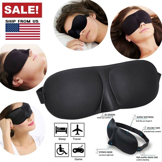 NEW 3D Sleeping Eye Mask for Men Women Soft Pad Blindfold Cover Travel Sleep USA