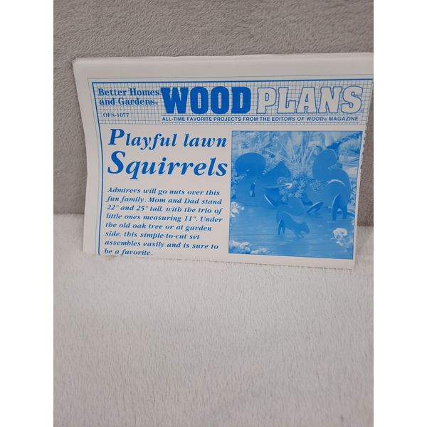 Better Homes and Gardens Wood Plans Playful Lawn Squirrels OFS #1077 Uncut