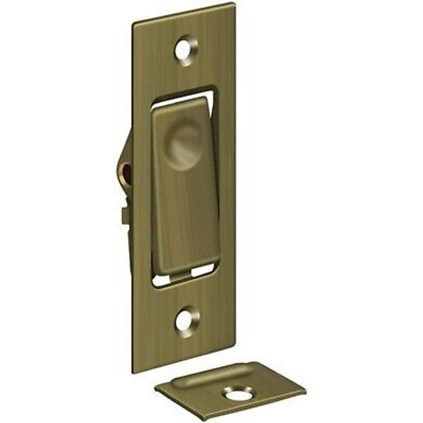 Deltana PDB42U5 Pocket Door Security Jamb Bolt Mail Slot 3-1/16" Antique Brass