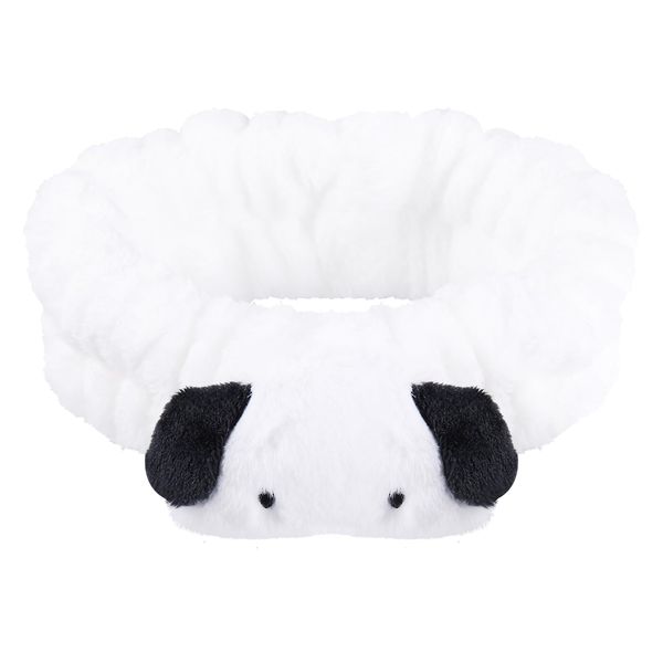 Miroksh Kawaii Spa Headband for Washing Face Cute Dog Makeup Hairband Soft Coral Fleece Woman Girls Facial Skincare Headwrap Kids Costume Party Accessories Birthday Gift