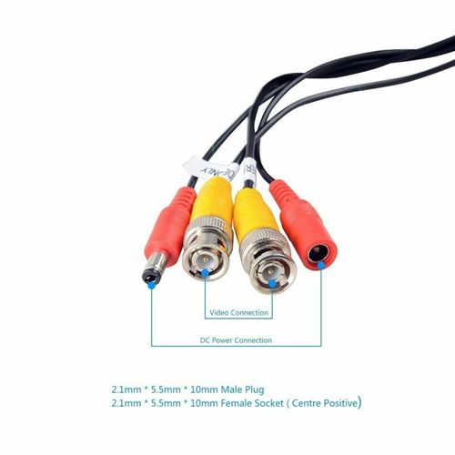 Multibao 2-in-1 BNC Video Power Cables, 5M 10M 20M 30M 50M BNC DC Power Video Lead Cables CCTV Security Camera DVR Extension Cable Black Color (40 Meter)