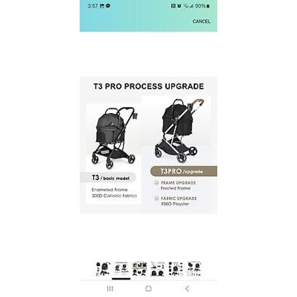 T3 Pet Stroller 3 in 1 Dog Cat Stroller for Small Medium Dogs Cats, Foldable ...