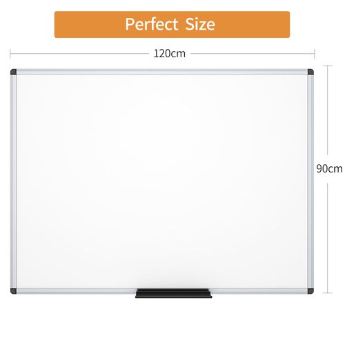 Magnetic Whiteboard 120 x 90 cm - with Aluminium Frame and Pen Tray, Dry Erase Magnetic for Office, Home and School