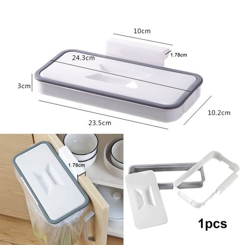 Luvadeyo® Hanging Garbage Bag Holder with Lid, Portable, for Hanging Garbage, Kitchen Trash Can Hanging for Kitchen, Cabinet, Camping, Travel, Storage Rack, White and Grey