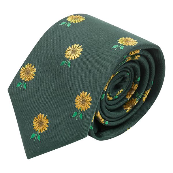 King & Priory Dark Green Embroidered Sunflower Tie