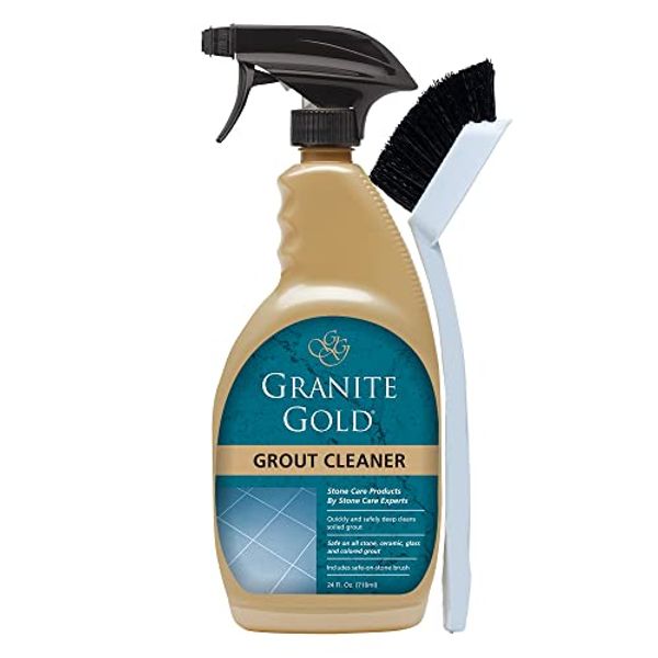 Granite Gold Grout Cleaner Spray with Brush for Stone, Ceramic, Glass & Colored Grout, 24 Ounce