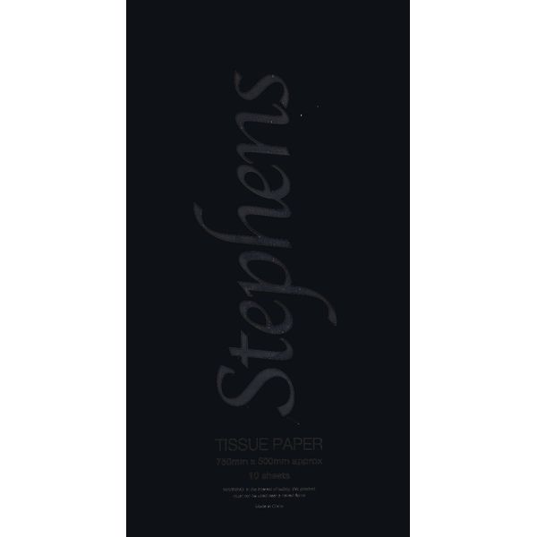 Stephens 750 x 500 mm Tissue Paper - Black, 10 Sheets